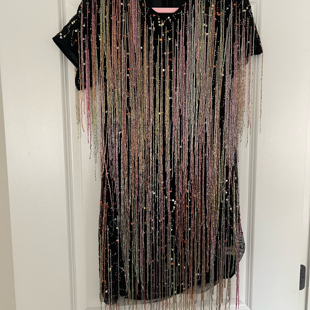 Tassel beaded shift dress